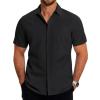 COOFANDY Mens Casual Button Down Shirts Short Sleeve Business Shirts Lightweight Wrinkle Free Dress Shirts(A-black)