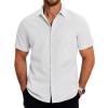 COOFANDY Mens Casual Button Down Shirts Short Sleeve Business Shirts Lightweight Wrinkle Free Dress Shirts(A-white)