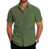 COOFANDY Mens Casual Button Down Shirts Short Sleeve Business Shirts Lightweight Wrinkle Free Dress Shirts(Dark Army Green)