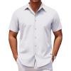 COOFANDY Men’s Casual Short Sleeve Button Down Shirts Untucked Dress Shirts Wrinkle Free Summer Wedding Shirts Solid(A-white)