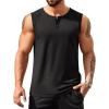 COOFANDY Men’s Casual Tank Top Sleeveless Henley Shirts Muscle Fit T Shirt(01-black(1pcs))