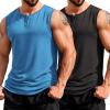 COOFANDY Men’s Casual Tank Top Sleeveless Henley Shirts Muscle Fit T Shirt(02-blue/Black(2pcs))