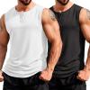 COOFANDY Men’s Casual Tank Top Sleeveless Henley Shirts Muscle Fit T Shirt(02-white/Black(2pcs))