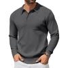 COOFANDY Mens Long Sleeve Polo Sweater Knit Polo Casual Thermal Pullover Sweater with Pocket(Dark Grey)