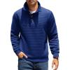 COOFANDY Mens Quarter Pullover Quilted Sweatshirt Casual Knit Long Sleeve Mock Neck Sweater Waffle Collared Pullover(Blue)