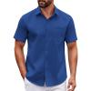COOFANDY Mens Short Sleeve Button Down Shirts Casual Dress Shirt Untucked Shirts with Pocket(Ocean Blue)