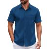 COOFANDY Mens Short Sleeve Button Down Shirts Casual Dress Shirt Untucked Shirts with Pocket(Royal Blue)