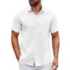 COOFANDY Mens Short Sleeve Button Down Shirts Casual Dress Shirt Untucked Shirts with Pocket(White)
