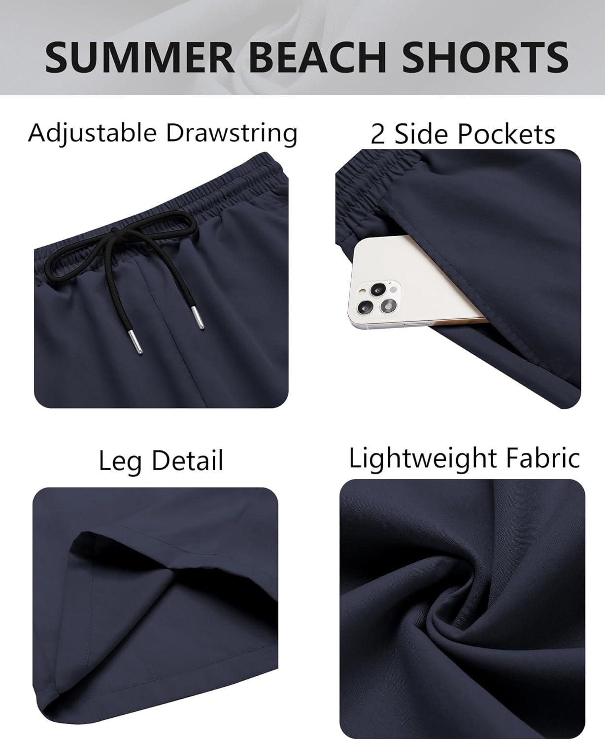 imageCOOFANDY Mens Swim Trunks Board Shorts Summer Beach Shorts Swimsuit Swimwear for Men No LinerNavy