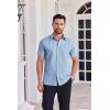 COOFANDY Mens Button Down Shirts Short Sleeve Casual Shirt Summer Untucked Dress Shirts(Geometric Blue)
