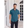 COOFANDY Mens Button Down Shirts Short Sleeve Casual Shirt Summer Untucked Dress Shirts(Midnight Blue)