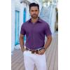 COOFANDY Mens Button Down Shirts Short Sleeve Casual Shirt Summer Untucked Dress Shirts(Purple)
