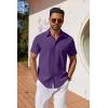 COOFANDY Mens Button Down Shirts Short Sleeve Casual Shirt Summer Untucked Dress Shirts(Purple)
