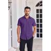 COOFANDY Mens Button Down Shirts Short Sleeve Casual Shirt Summer Untucked Dress Shirts(Purple)