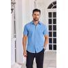 COOFANDY Mens Button Down Shirts Short Sleeve Casual Shirt Summer Untucked Dress Shirts(Sky Blue)