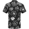 COOFANDY Men’s Casual Button Down Shirts Short Sleeve Textured Summer Beach Shirt with Pocket(Black White Flower)
