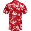 COOFANDY Men’s Casual Button Down Shirts Short Sleeve Textured Summer Beach Shirt with Pocket(Red White Floral)
