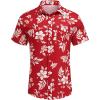 COOFANDY Men’s Casual Button Down Shirts Short Sleeve Textured Summer Beach Shirt with Pocket(Red White Floral)