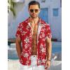 COOFANDY Men’s Casual Button Down Shirts Short Sleeve Textured Summer Beach Shirt with Pocket(Red White Floral)
