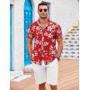 COOFANDY Men’s Casual Button Down Shirts Short Sleeve Textured Summer Beach Shirt with Pocket(Red White Floral)