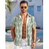 COOFANDY Men’s Casual Button Down Shirts Short Sleeve Textured Summer Beach Shirt with Pocket(Sage Green Patterned)