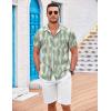 COOFANDY Men’s Casual Button Down Shirts Short Sleeve Textured Summer Beach Shirt with Pocket(Sage Green Patterned)