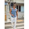 COOFANDY Men’s Casual Tank Tops Knit V Neck Sleeveless T Shirts 2 Pack Summer Beach Lightweight Muscle Tee(White/Blue)