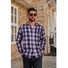 COOFANDY Mens Flannel Plaid Shirts Long Sleeve Casual Button Down Cotton Shirt with Pocket(Purple Black Plaid)