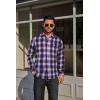 COOFANDY Mens Flannel Plaid Shirts Long Sleeve Casual Button Down Cotton Shirt with Pocket(Purple Black Plaid)