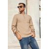 COOFANDY Men’s Henley Knit Sweater Long Sleeve Soft Pullover Shirt with Chest Pocket(Apricot)