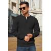 COOFANDY Men’s Henley Knit Sweater Long Sleeve Soft Pullover Shirt with Chest Pocket(Black)