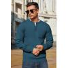 COOFANDY Men’s Henley Knit Sweater Long Sleeve Soft Pullover Shirt with Chest Pocket(Deep Blue)