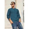 COOFANDY Men’s Henley Knit Sweater Long Sleeve Soft Pullover Shirt with Chest Pocket(Deep Blue)