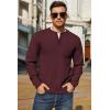 COOFANDY Men’s Henley Knit Sweater Long Sleeve Soft Pullover Shirt with Chest Pocket(Deep Red)