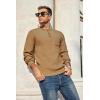 COOFANDY Men’s Henley Knit Sweater Long Sleeve Soft Pullover Shirt with Chest Pocket(Light Brown)