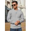 COOFANDY Men’s Henley Knit Sweater Long Sleeve Soft Pullover Shirt with Chest Pocket(Light Grey)