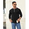 COOFANDY Mens Henley Shirts Long Sleeve Casual Button V Neck T-Shirt Lightweight Fashion Pullover Shirts(Black)