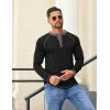 COOFANDY Mens Henley Shirts Long Sleeve Casual Button V Neck T-Shirt Lightweight Fashion Pullover Shirts(Black)