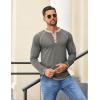 COOFANDY Mens Henley Shirts Long Sleeve Casual Button V Neck T-Shirt Lightweight Fashion Pullover Shirts(Dark Heather Grey)
