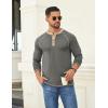 COOFANDY Mens Henley Shirts Long Sleeve Casual Button V Neck T-Shirt Lightweight Fashion Pullover Shirts(Dark Heather Grey)