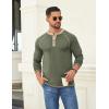 COOFANDY Mens Henley Shirts Long Sleeve Casual Button V Neck T-Shirt Lightweight Fashion Pullover Shirts(Heather Army Green)