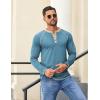 COOFANDY Mens Henley Shirts Long Sleeve Casual Button V Neck T-Shirt Lightweight Fashion Pullover Shirts(Heather Blue)