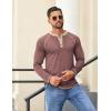 COOFANDY Mens Henley Shirts Long Sleeve Casual Button V Neck T-Shirt Lightweight Fashion Pullover Shirts(Heather Burgundy)