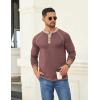 COOFANDY Mens Henley Shirts Long Sleeve Casual Button V Neck T-Shirt Lightweight Fashion Pullover Shirts(Heather Burgundy)