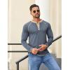 COOFANDY Mens Henley Shirts Long Sleeve Casual Button V Neck T-Shirt Lightweight Fashion Pullover Shirts(Heather Dark Blue)