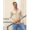 COOFANDY Mens Henley Shirts Long Sleeve Casual Button V Neck T-Shirt Lightweight Fashion Pullover Shirts(Heather Khaki)