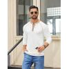 COOFANDY Mens Henley Shirts Long Sleeve Casual Button V Neck T-Shirt Lightweight Fashion Pullover Shirts(White)