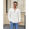 COOFANDY Mens Henley Shirts Long Sleeve Casual Button V Neck T-Shirt Lightweight Fashion Pullover Shirts(White)