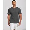 COOFANDY Men’s Henley Shirts Short Sleeve Ribbed T-Shirts Bodybuilding Workout Tee Shirts(Dark Gray)