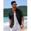 COOFANDY Mens Knit Short Sleeve Shirt Casual Button Down Shirt Vintage Fashion Polo Shirts Crochet Summer Beach Shirts(Black)